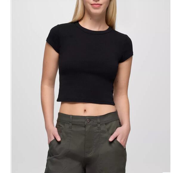 Prana Lotus Short Sleeve Tee | Black | Size Large NWT | Organic Cotton - Picture 1 of 12